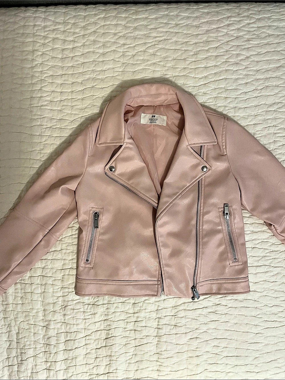 H&M Kids Faux Leather Biker Jacket Pink Size 7